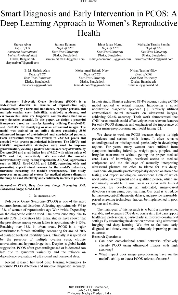 Smart Diagnosis and Early Intervention in PCOS: A Deep Learning Approach to Women's Reproductive Health