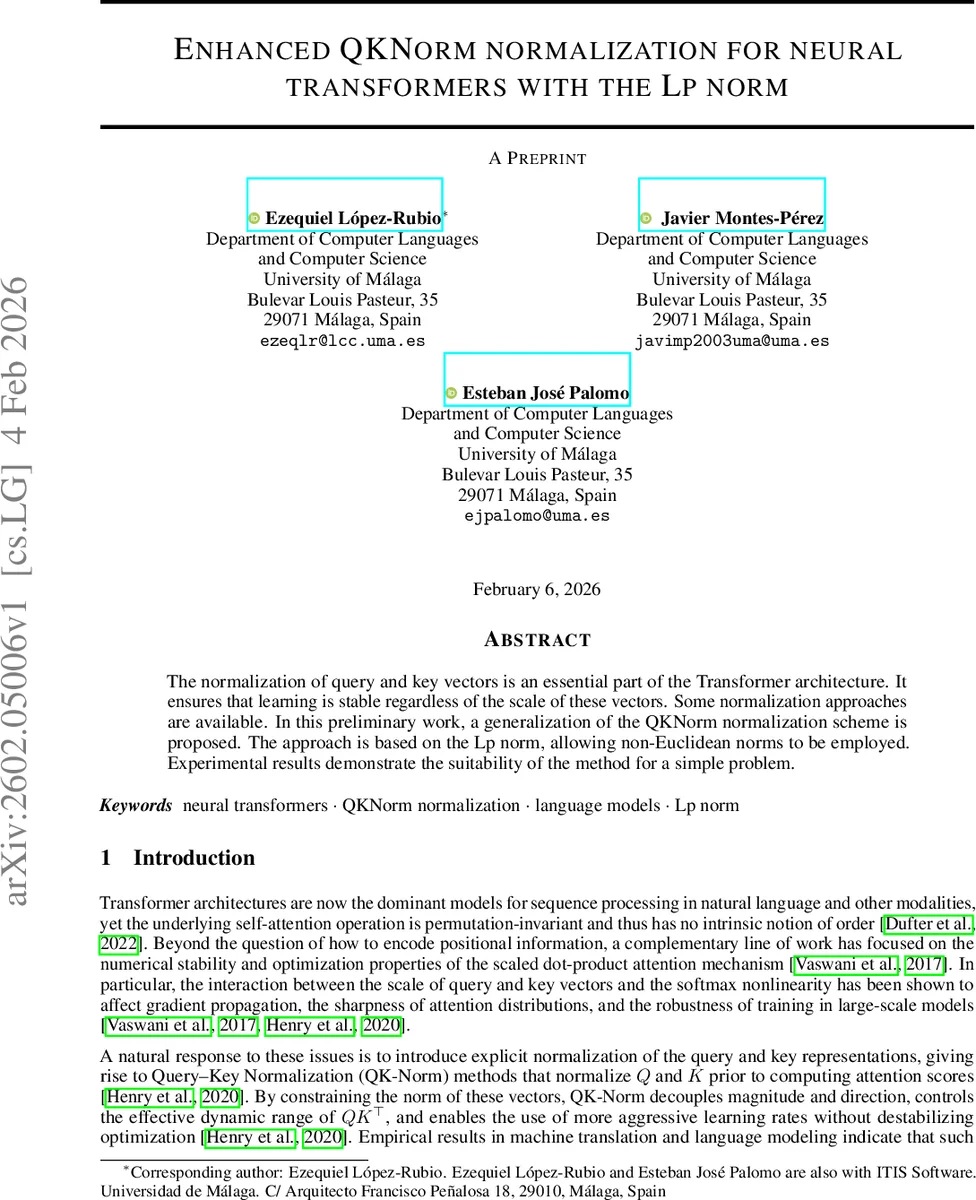 Enhanced QKNorm normalization for neural transformers with the Lp norm