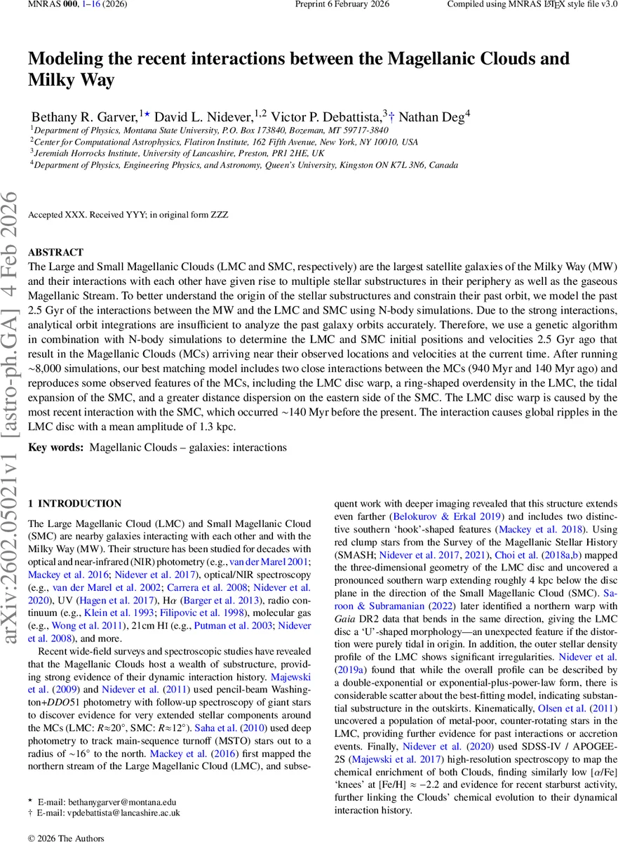 Modeling the recent interactions between the Magellanic Clouds and Milky Way