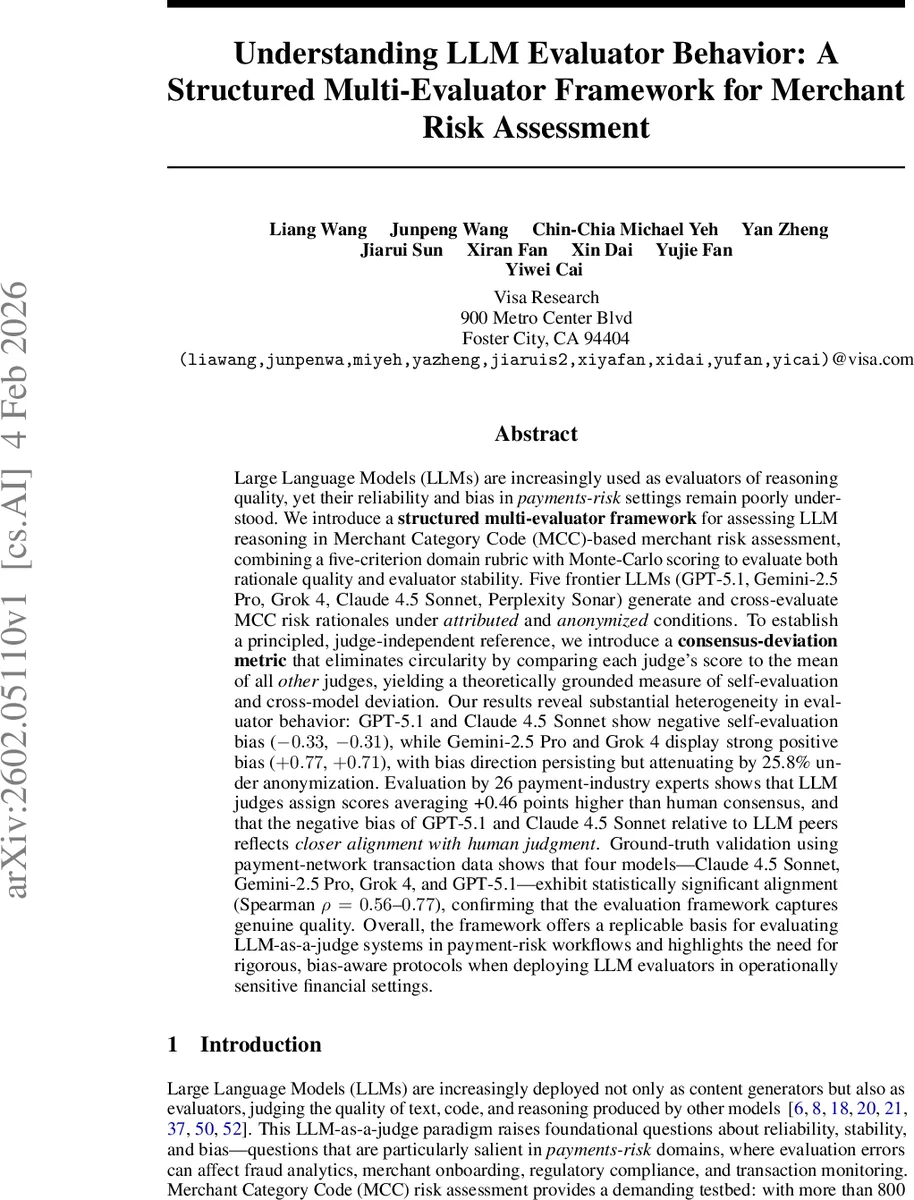 Understanding LLM Evaluator Behavior: A Structured Multi-Evaluator Framework for Merchant Risk Assessment