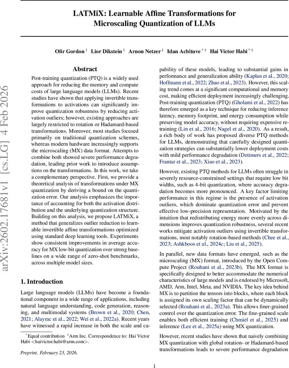 LATMiX: Learnable Affine Transformations for Microscaling Quantization of LLMs