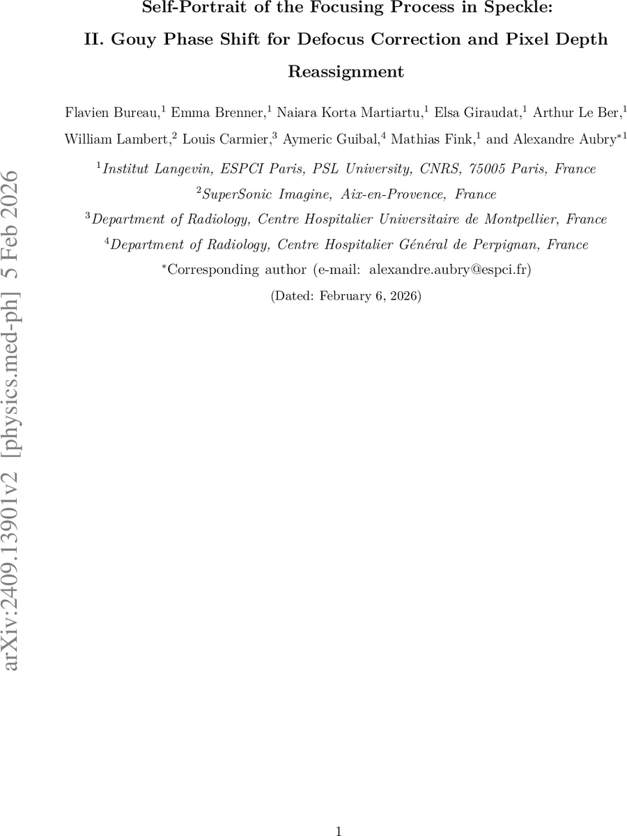 Self-Portrait of the Focusing Process in Speckle: II. Gouy Phase Shift for Defocus Correction and Pixel Depth Reassignment