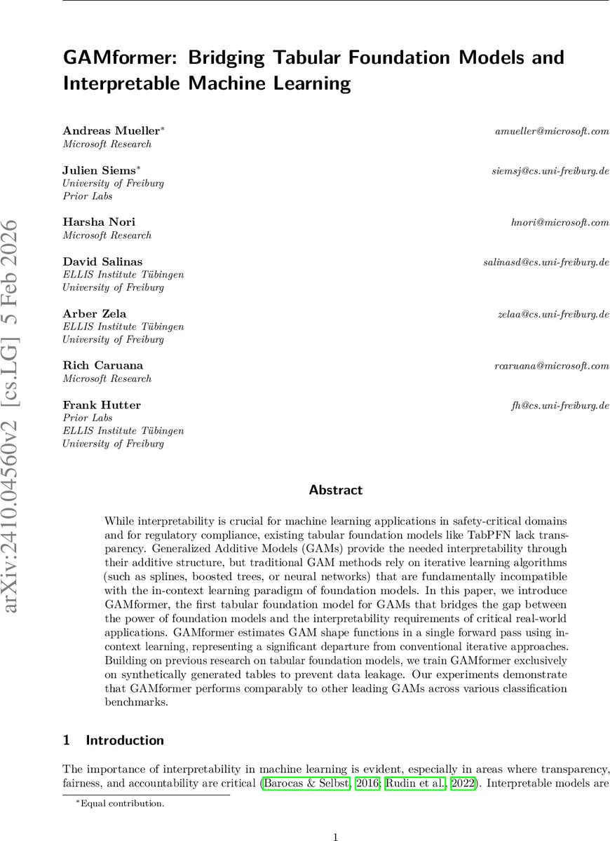 GAMformer: Bridging Tabular Foundation Models and Interpretable Machine Learning