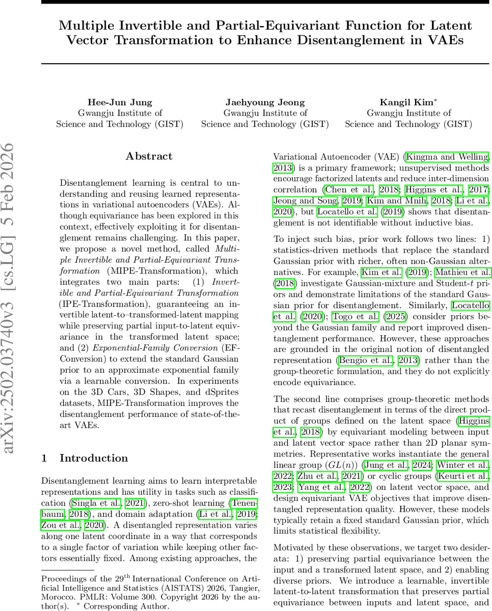 Multiple Invertible and Partial-Equivariant Function for Latent Vector Transformation to Enhance Disentanglement in VAEs