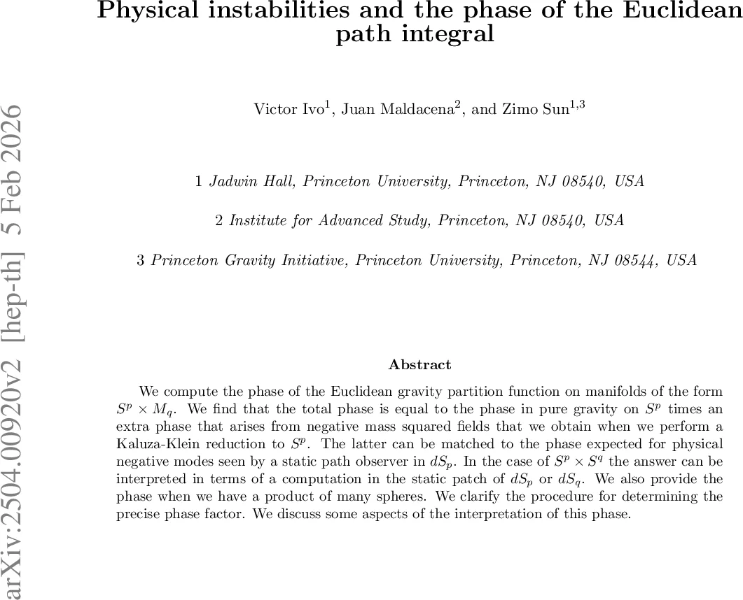 Physical instabilities and the phase of the Euclidean path integral