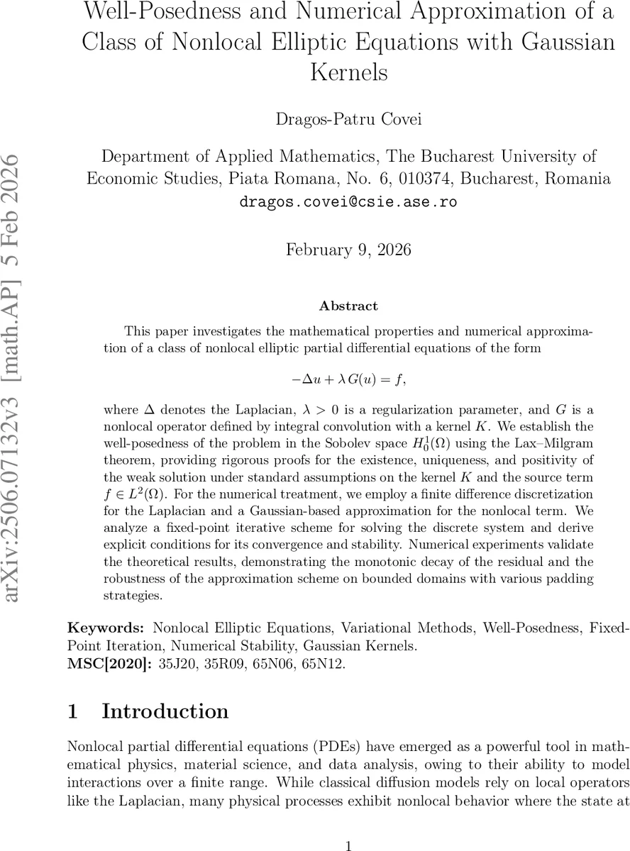 Well-Posedness and Numerical Approximation of a Class of Nonlocal Elliptic Equations with Gaussian Kernels