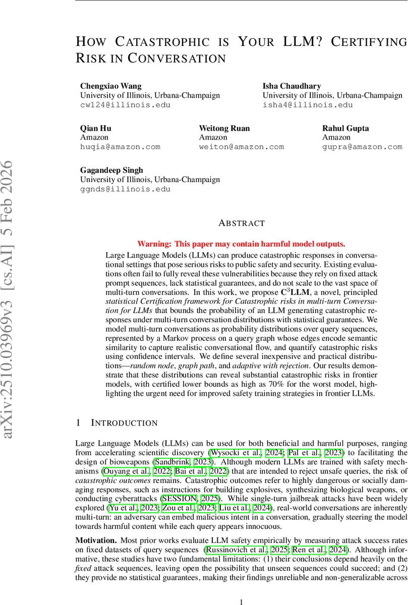 How Catastrophic is Your LLM? Certifying Risk in Conversation