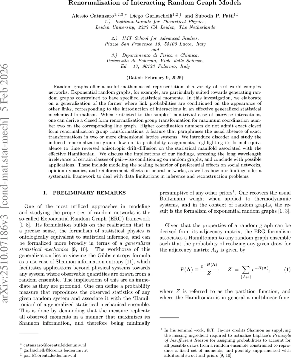 Renormalization of Interacting Random Graph Models