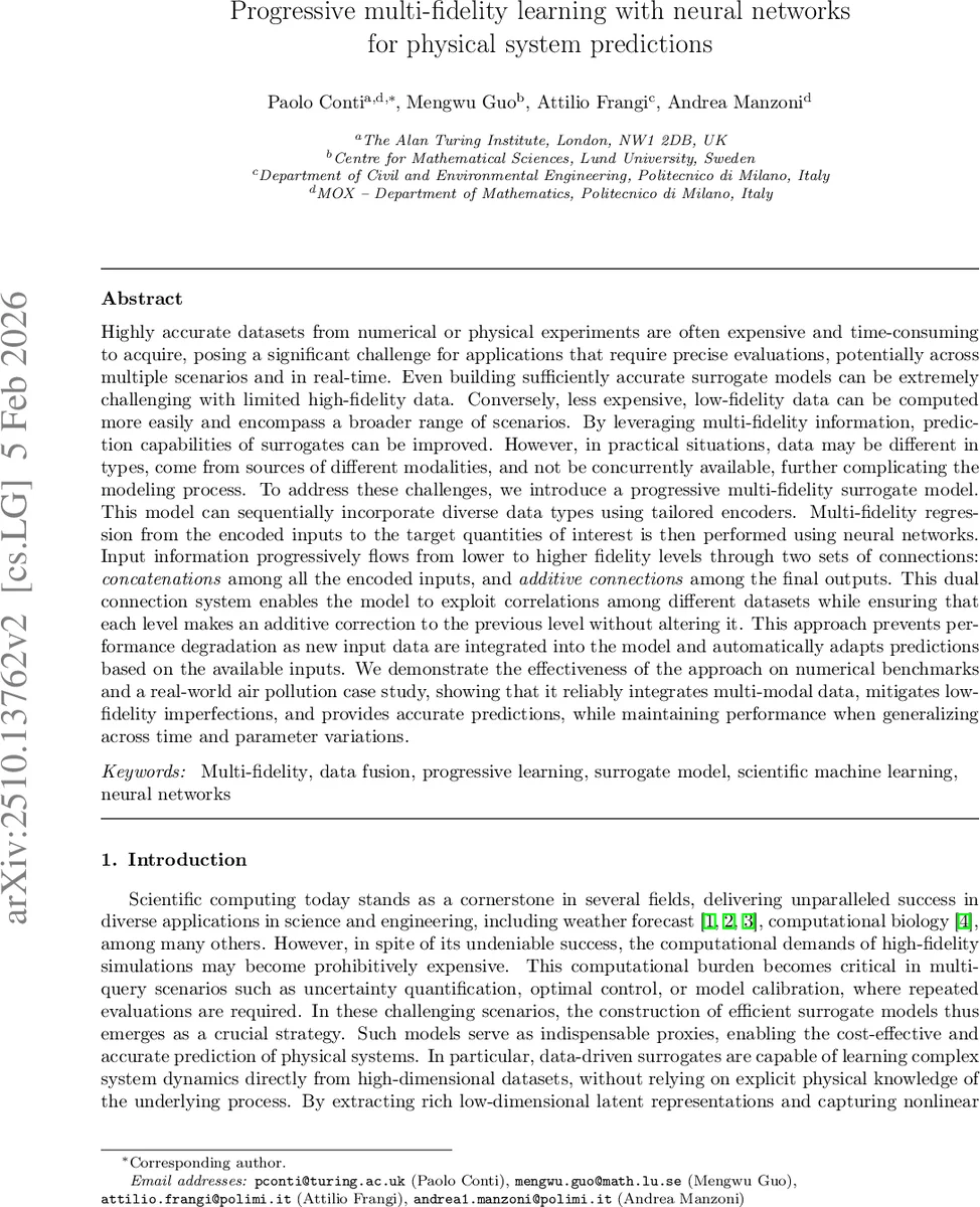 Progressive multi-fidelity learning with neural networks for physical system predictions