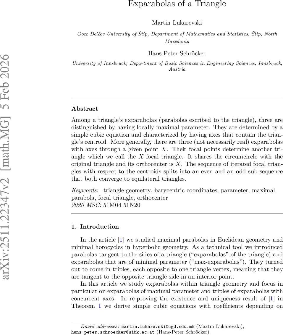 Exparabolas of a Triangle