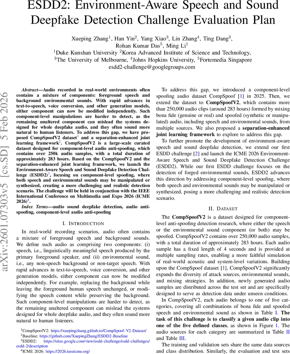 ESDD2: Environment-Aware Speech and Sound Deepfake Detection Challenge Evaluation Plan
