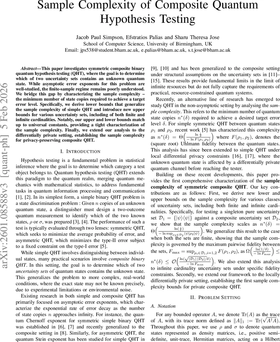 Sample Complexity of Composite Quantum Hypothesis Testing