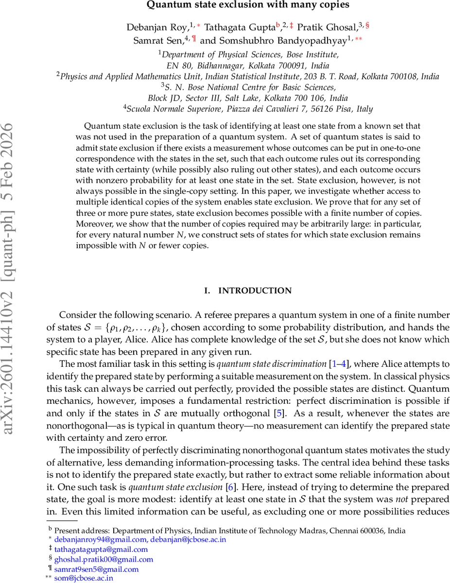 Quantum state exclusion with many copies