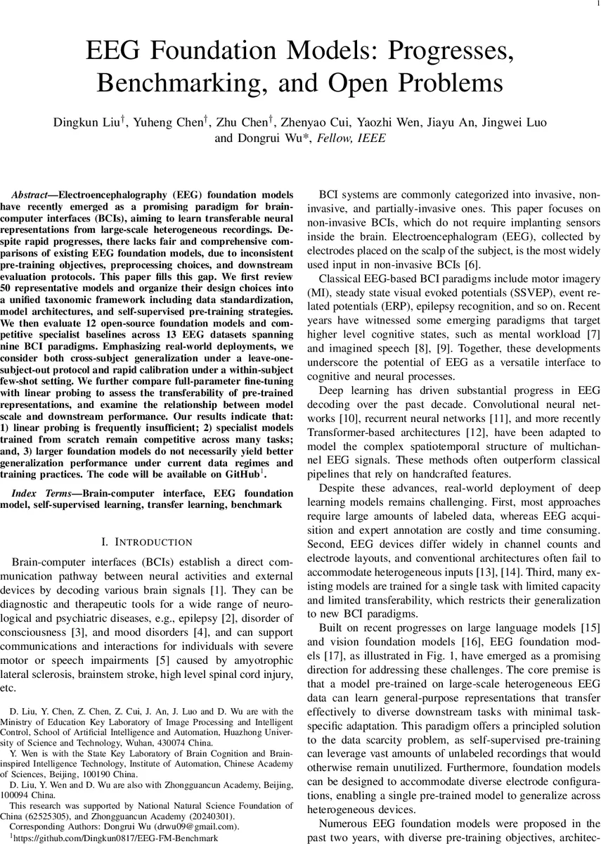 EEG Foundation Models: Progresses, Benchmarking, and Open Problems