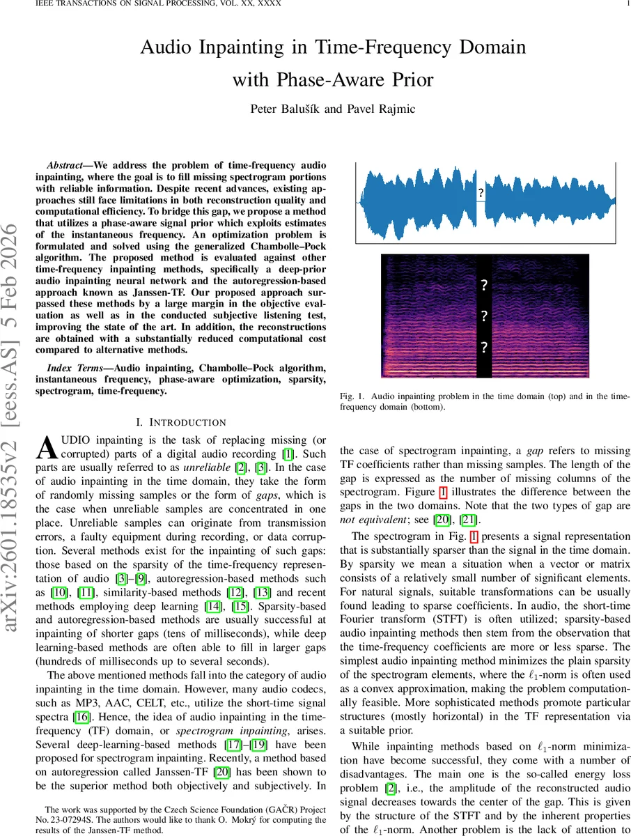 Audio Inpainting in Time-Frequency Domain with Phase-Aware Prior
