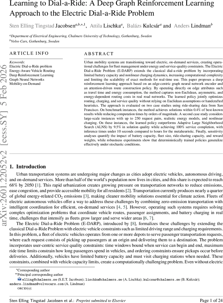 Learning to Dial-a-Ride: A Deep Graph Reinforcement Learning Approach to the Electric Dial-a-Ride Problem