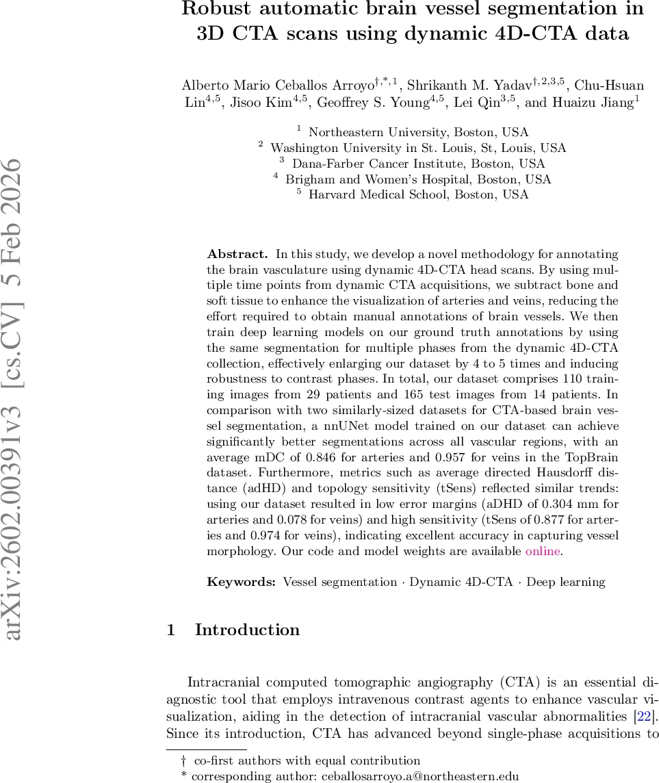 Robust automatic brain vessel segmentation in 3D CTA scans using dynamic 4D-CTA data