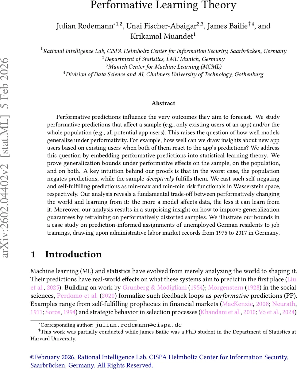 Performative Learning Theory