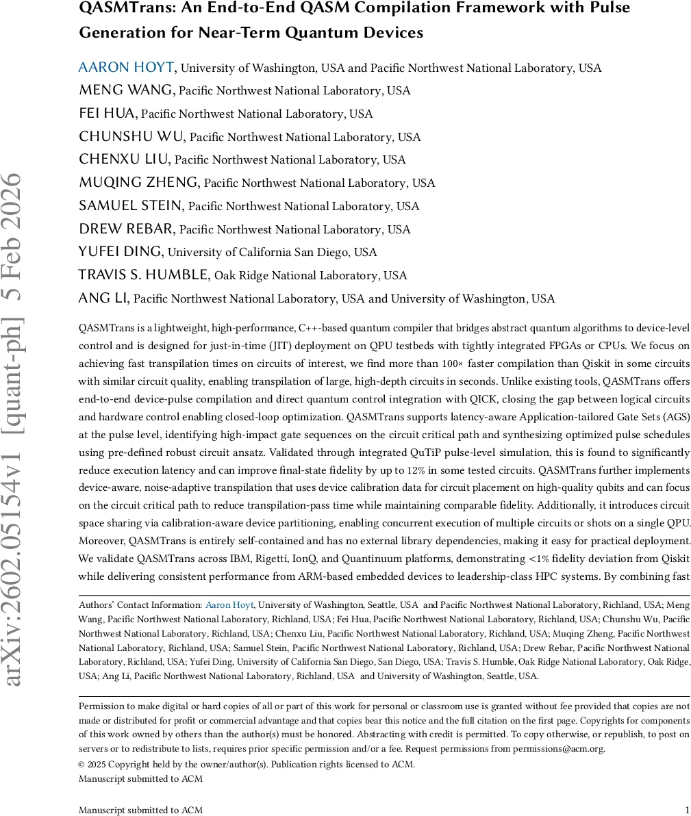 QASMTrans: An End-to-End QASM Compilation Framework with Pulse Generation for Near-Term Quantum Devices