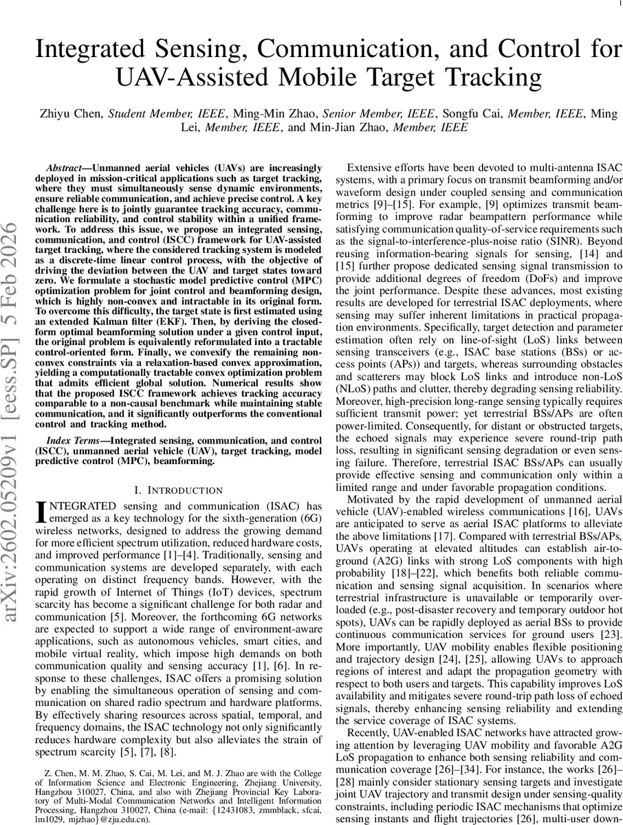 Integrated Sensing, Communication, and Control for UAV-Assisted Mobile Target Tracking