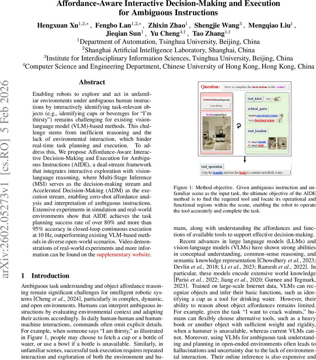 Affordance-Aware Interactive Decision-Making and Execution for Ambiguous Instructions