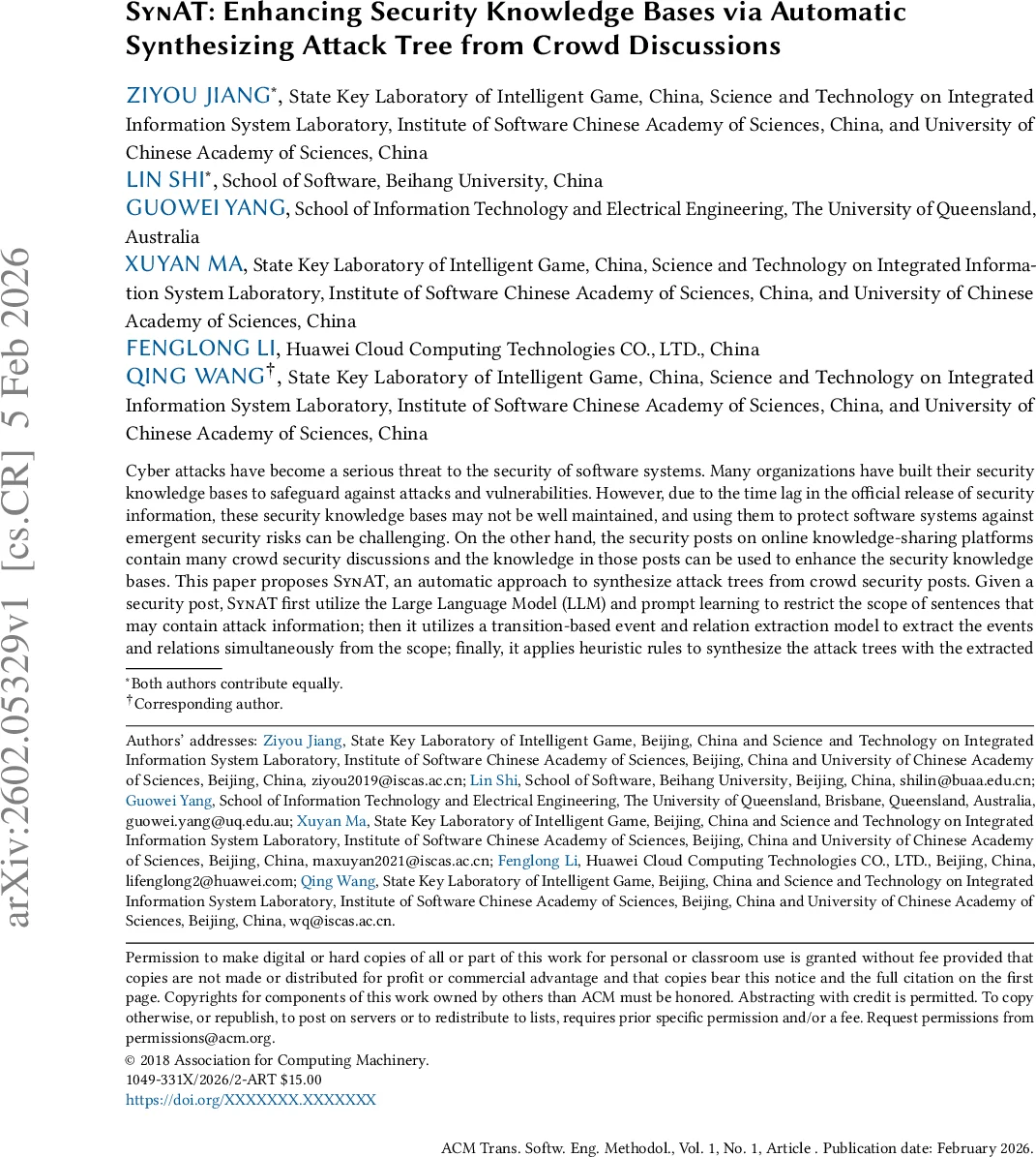 SynAT: Enhancing Security Knowledge Bases via Automatic Synthesizing Attack Tree from Crowd Discussions