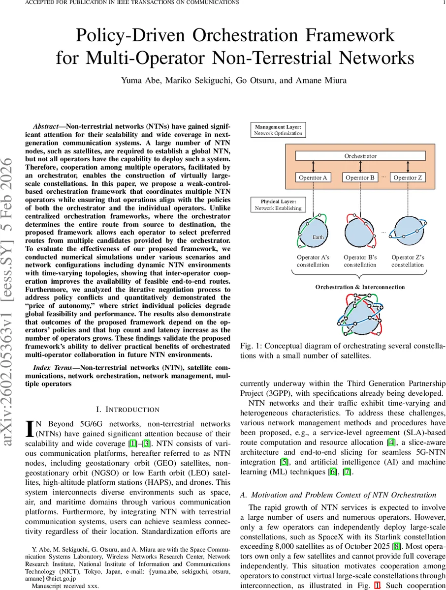 Policy-Driven Orchestration Framework for Multi-Operator Non-Terrestrial Networks