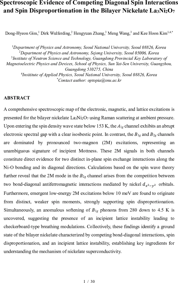 Spectroscopic Evidence of Competing Diagonal Spin Interactions and Spin Disproportionation in the Bilayer Nickelate La$_3$Ni$_2$O$_7$