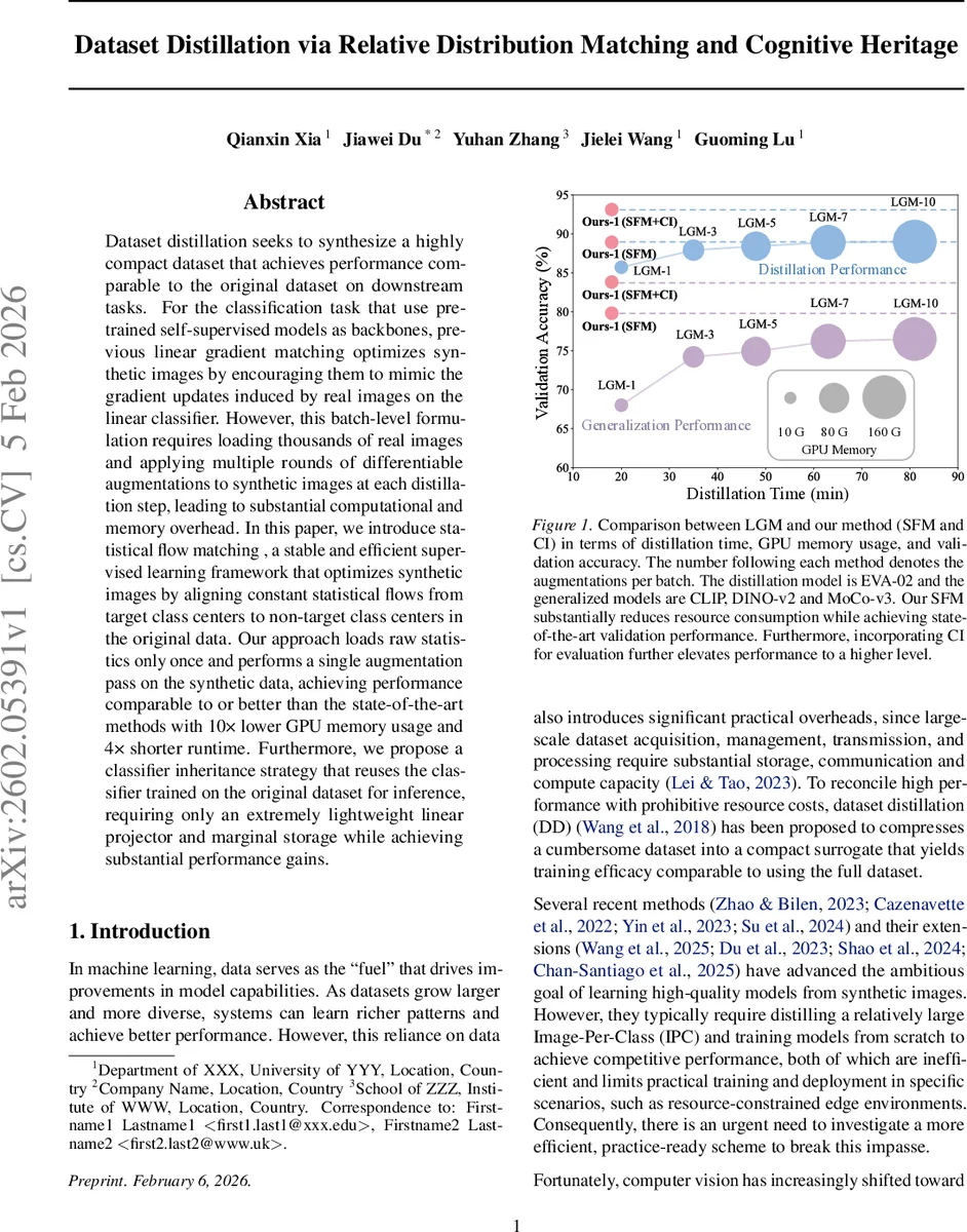 Dataset Distillation via Relative Distribution Matching and Cognitive Heritage