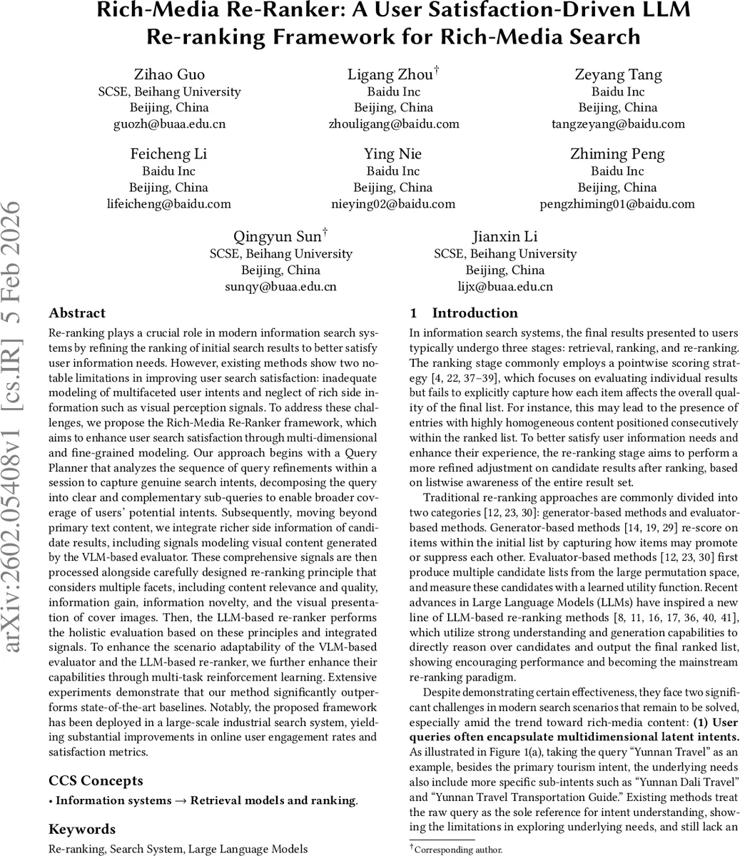 Rich-Media Re-Ranker: A User Satisfaction-Driven LLM Re-ranking Framework for Rich-Media Search