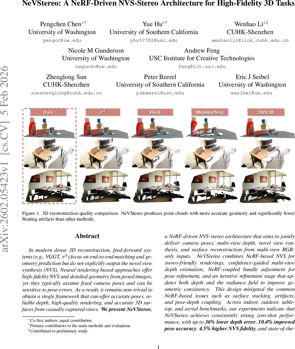 NeVStereo: A NeRF-Driven NVS-Stereo Architecture for High-Fidelity 3D Tasks