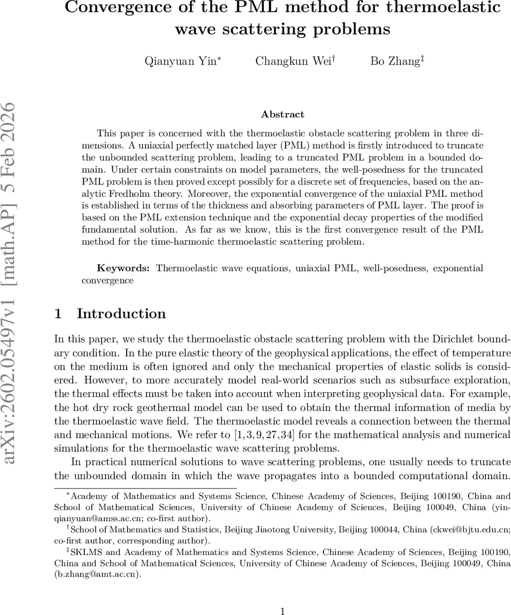 Convergence of the PML method for thermoelastic wave scattering problems