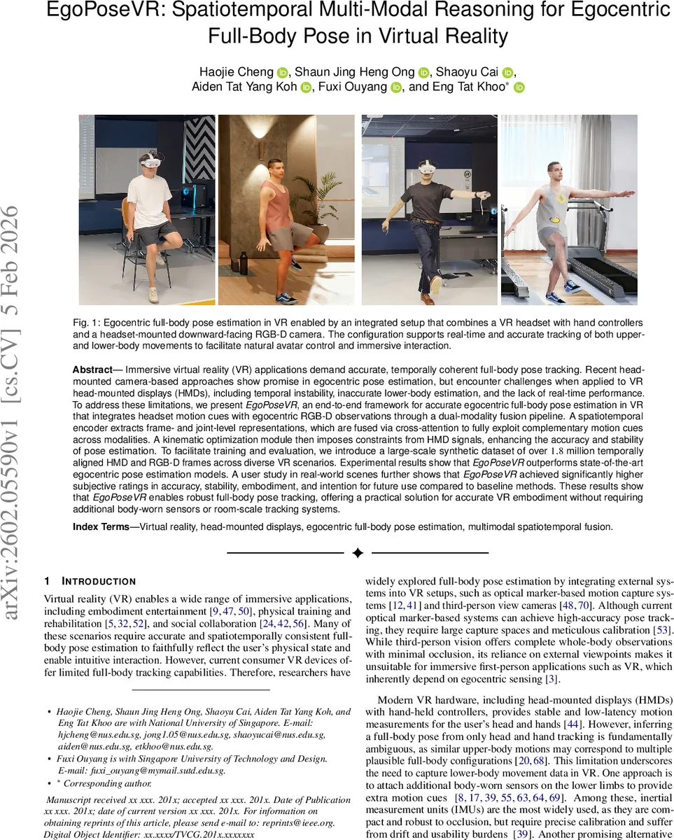 EgoPoseVR: Spatiotemporal Multi-Modal Reasoning for Egocentric Full-Body Pose in Virtual Reality