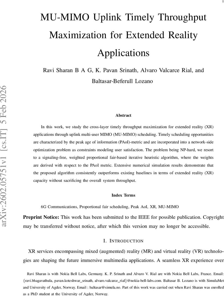 MU-MIMO Uplink Timely Throughput Maximization for Extended Reality Applications