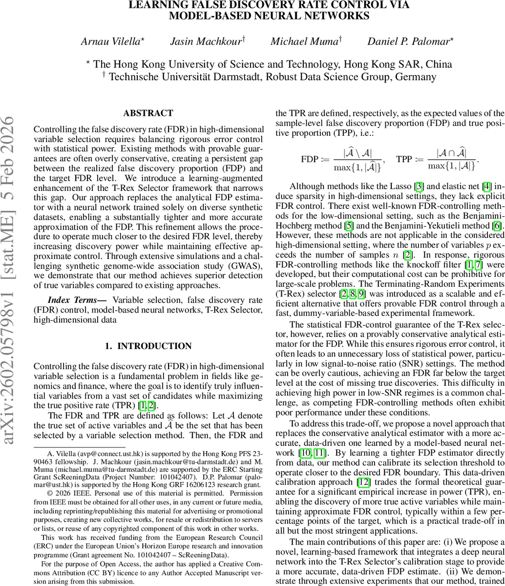 Learning False Discovery Rate Control via Model-Based Neural Networks
