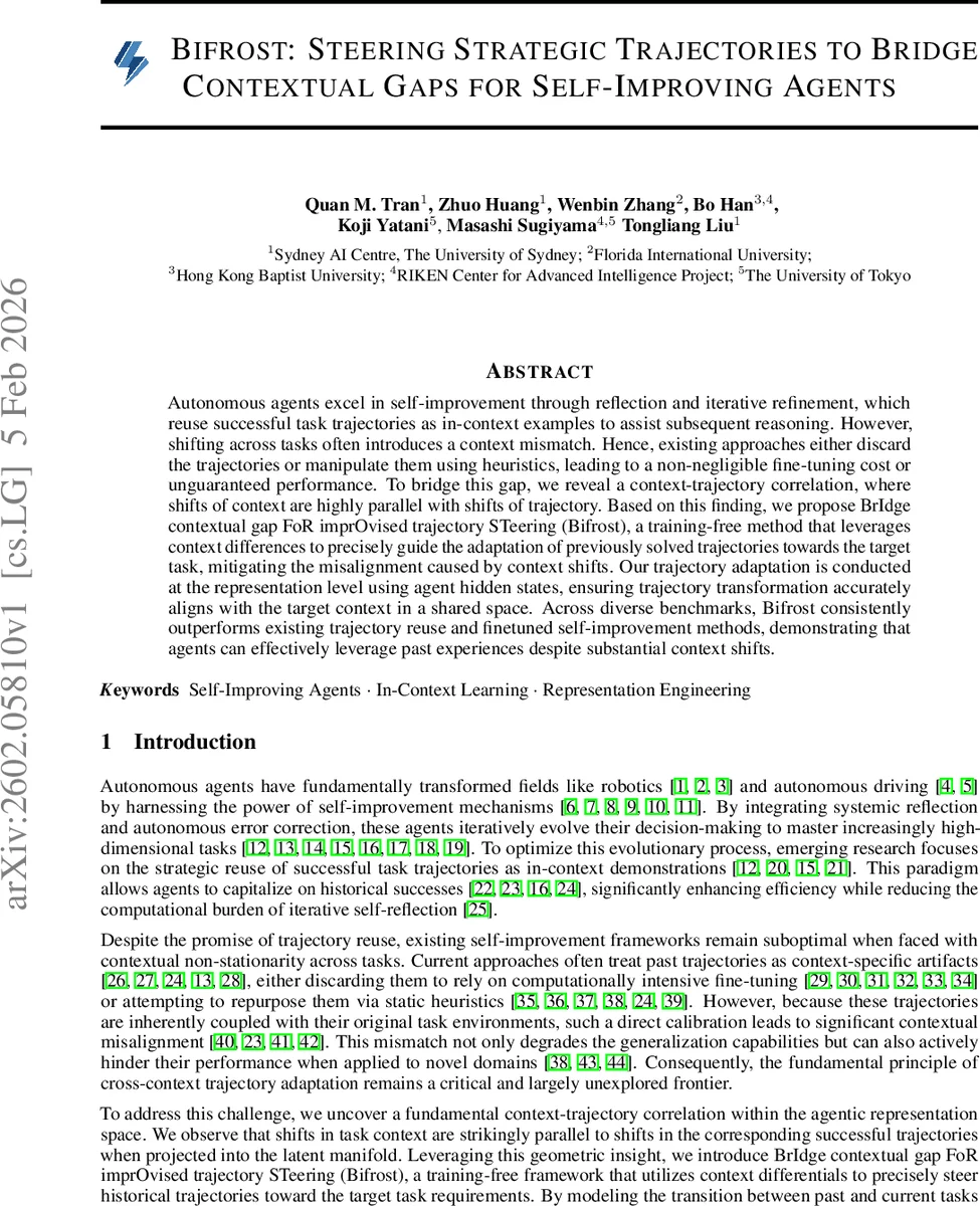 Bifrost: Steering Strategic Trajectories to Bridge Contextual Gaps for Self-Improving Agents