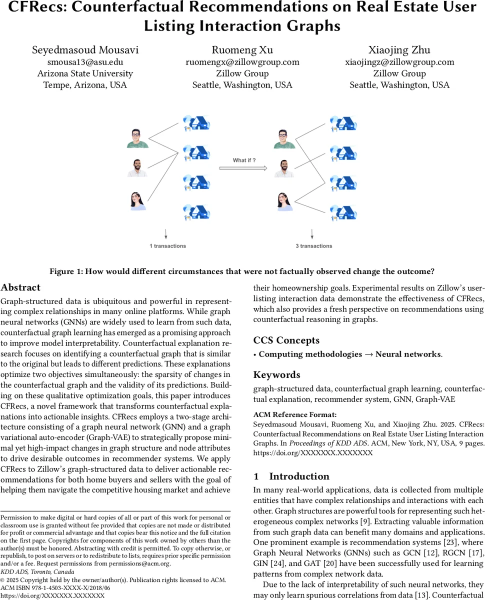 CFRecs: Counterfactual Recommendations on Real Estate User Listing Interaction Graphs