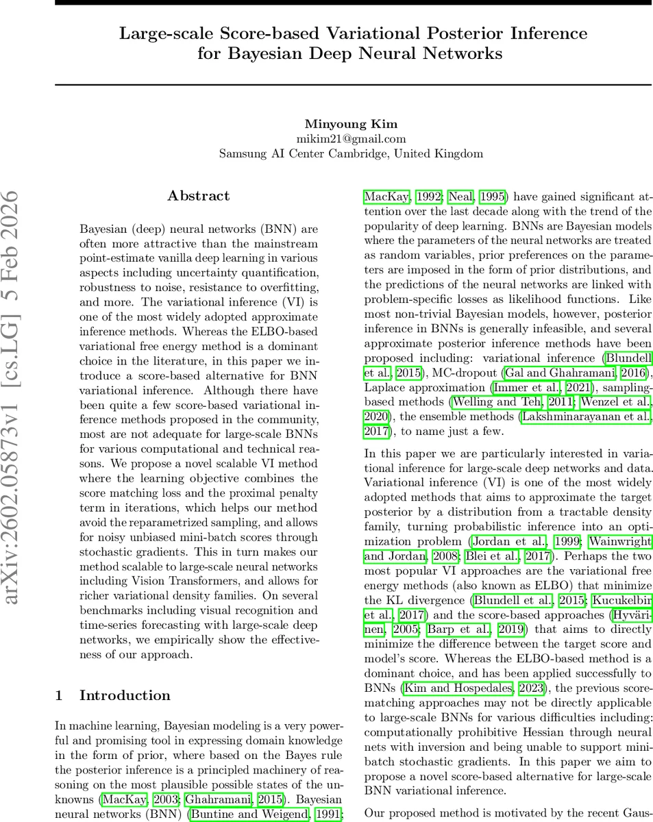 Large-scale Score-based Variational Posterior Inference for Bayesian Deep Neural Networks