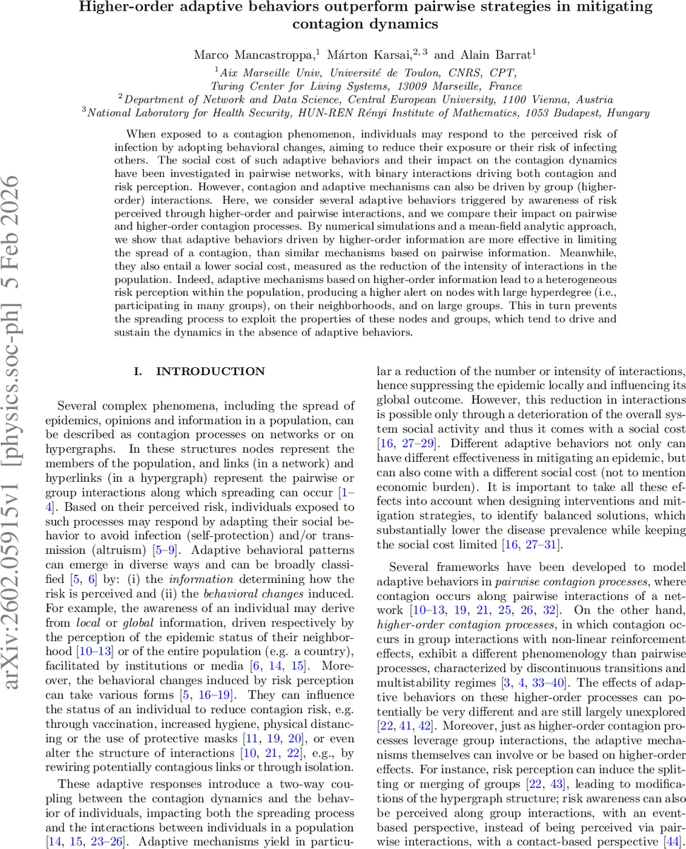 Higher-order adaptive behaviors outperform pairwise strategies in mitigating contagion dynamics