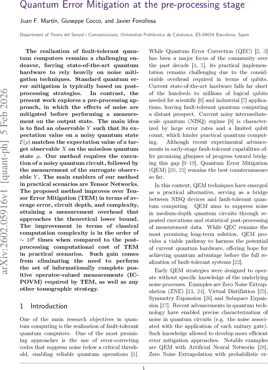 Quantum Error Mitigation at the pre-processing stage
