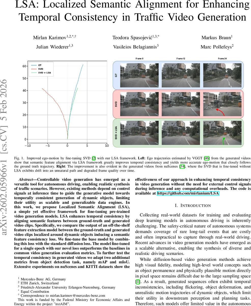 LSA: Localized Semantic Alignment for Enhancing Temporal Consistency in Traffic Video Generation