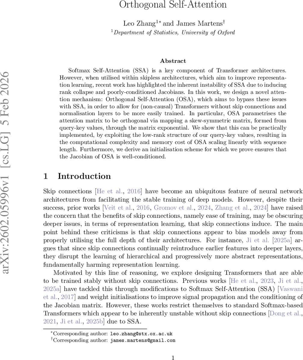 Orthogonal Self-Attention