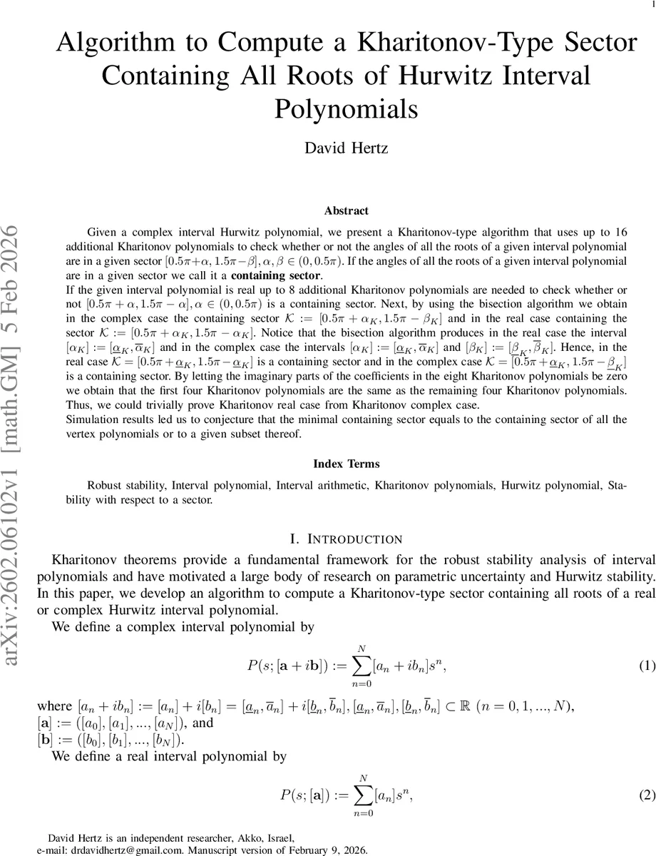 Algorithm to Compute a Kharitonov-Type Sector Containing All Roots of Hurwitz Interval Polynomials