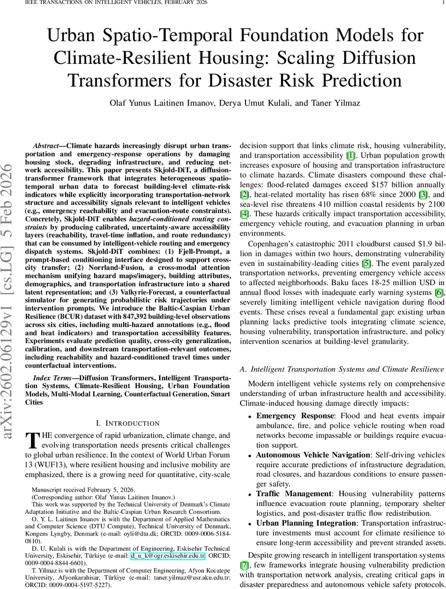 Urban Spatio-Temporal Foundation Models for Climate-Resilient Housing: Scaling Diffusion Transformers for Disaster Risk Prediction