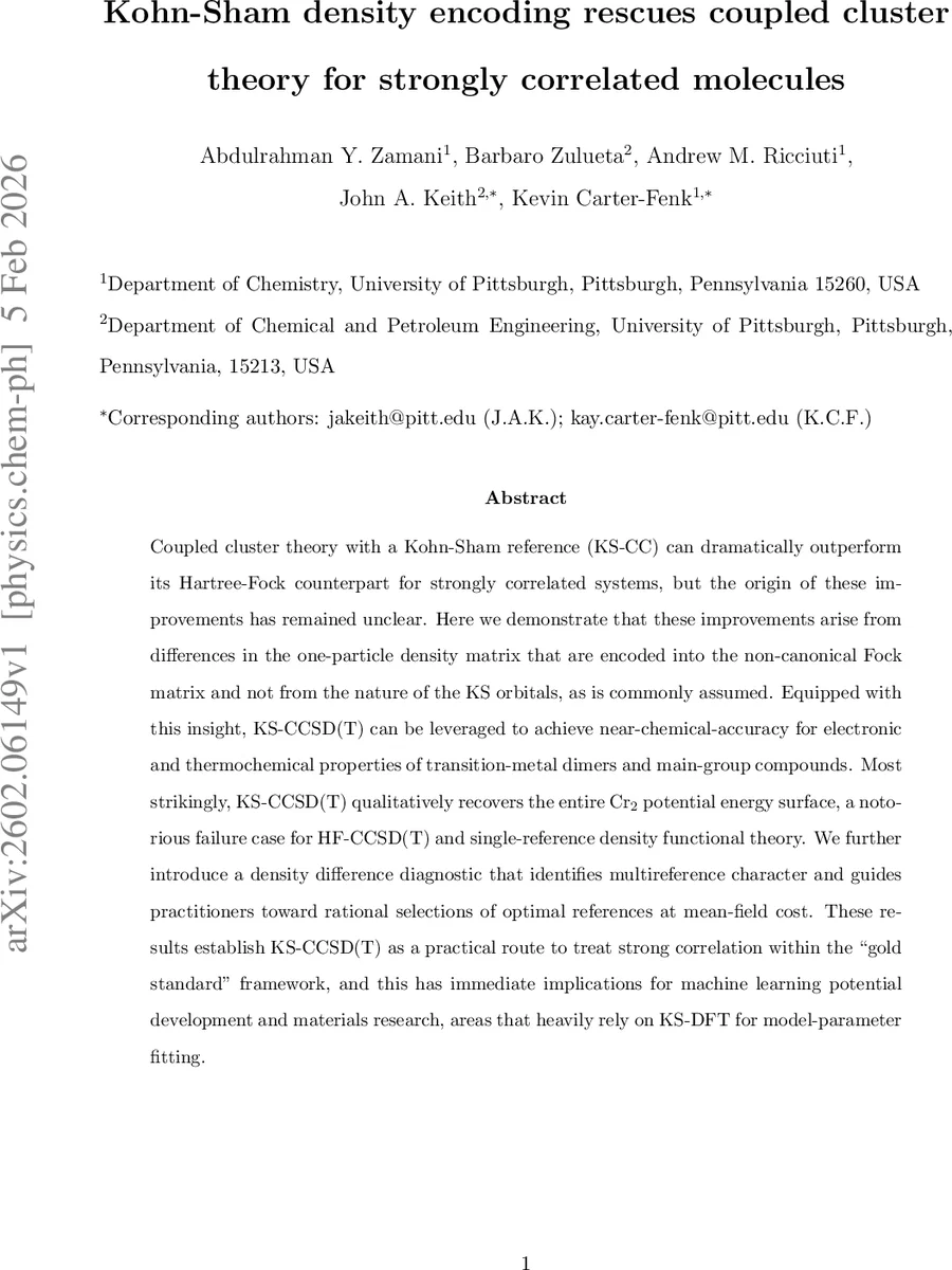Kohn-Sham density encoding rescues coupled cluster theory for strongly correlated molecules