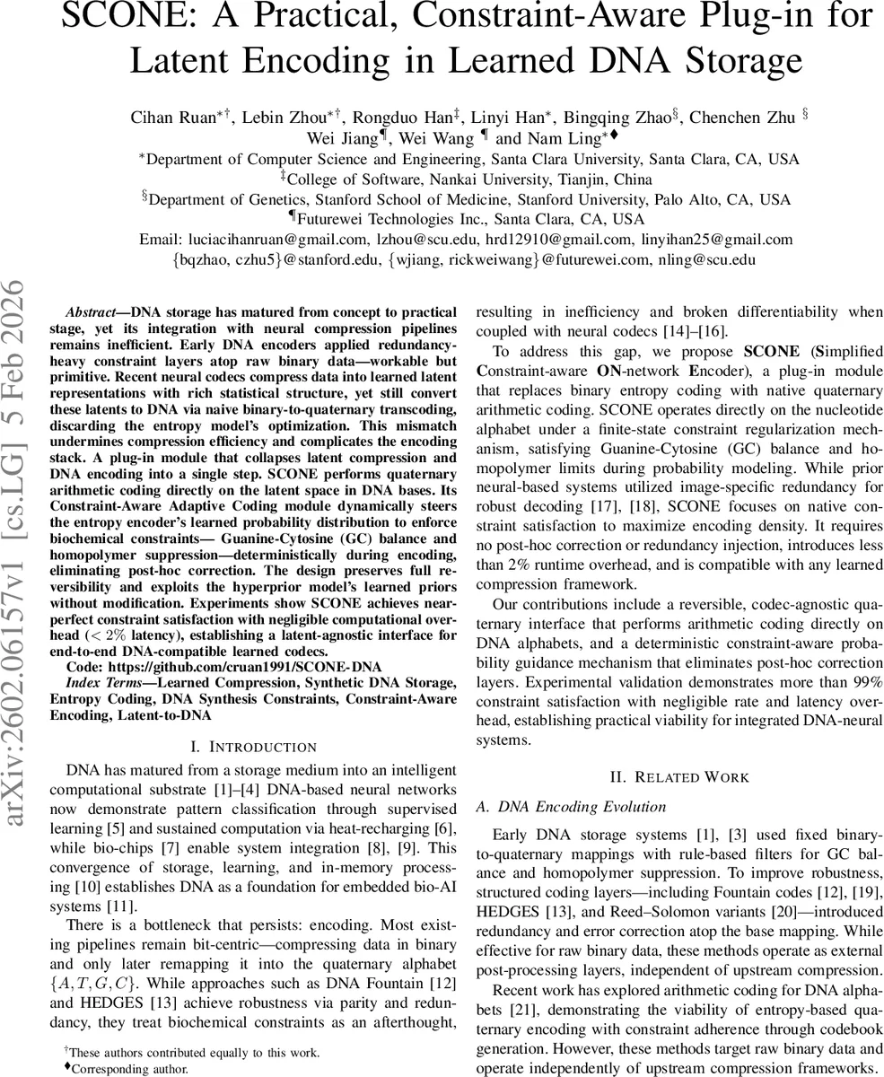 SCONE: A Practical, Constraint-Aware Plug-in for Latent Encoding in Learned DNA Storage