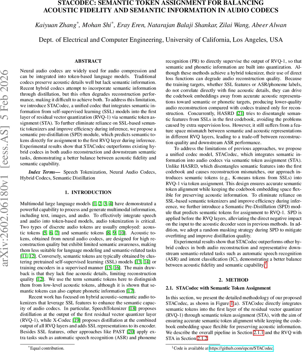 STACodec: Semantic Token Assignment for Balancing Acoustic Fidelity and Semantic Information in Audio Codecs