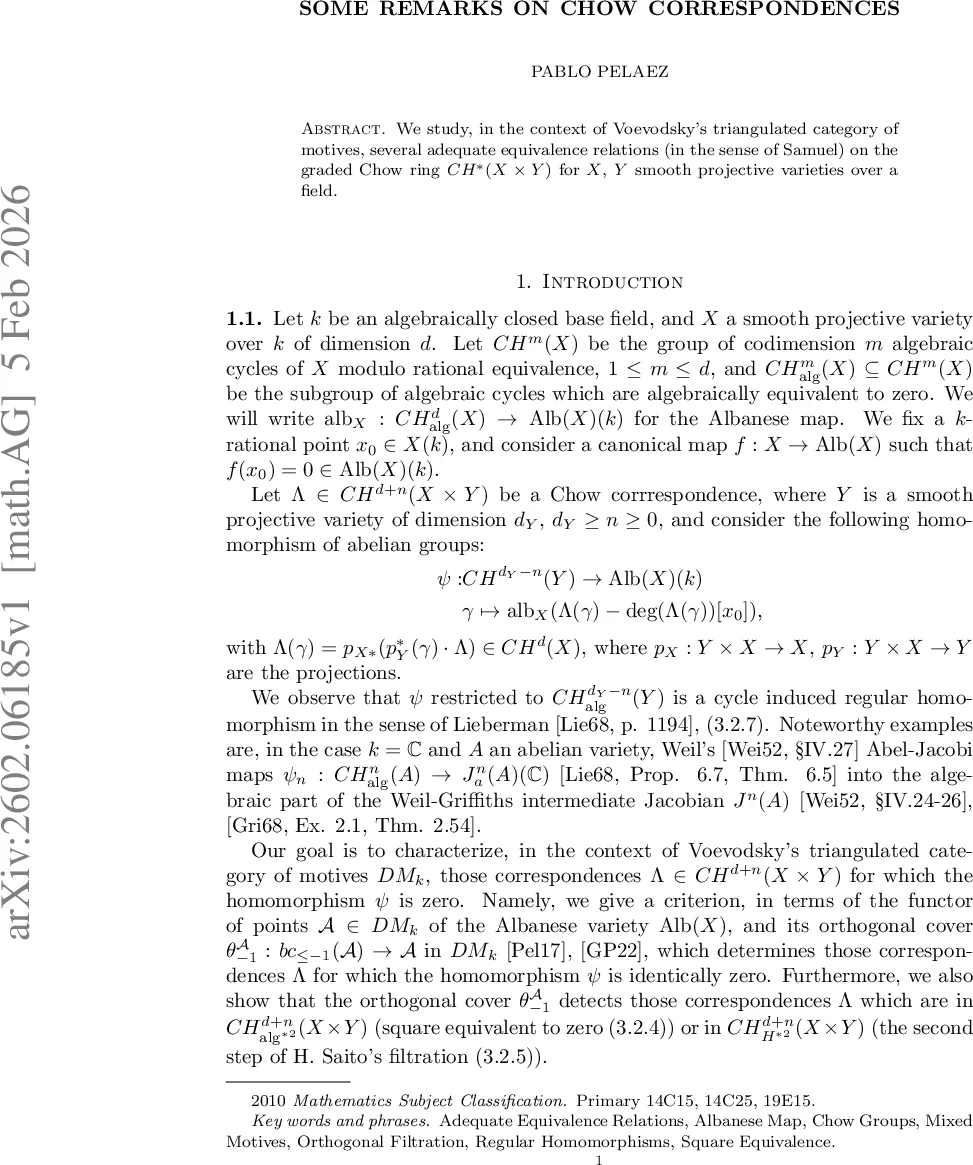 Some remarks on Chow correspondences