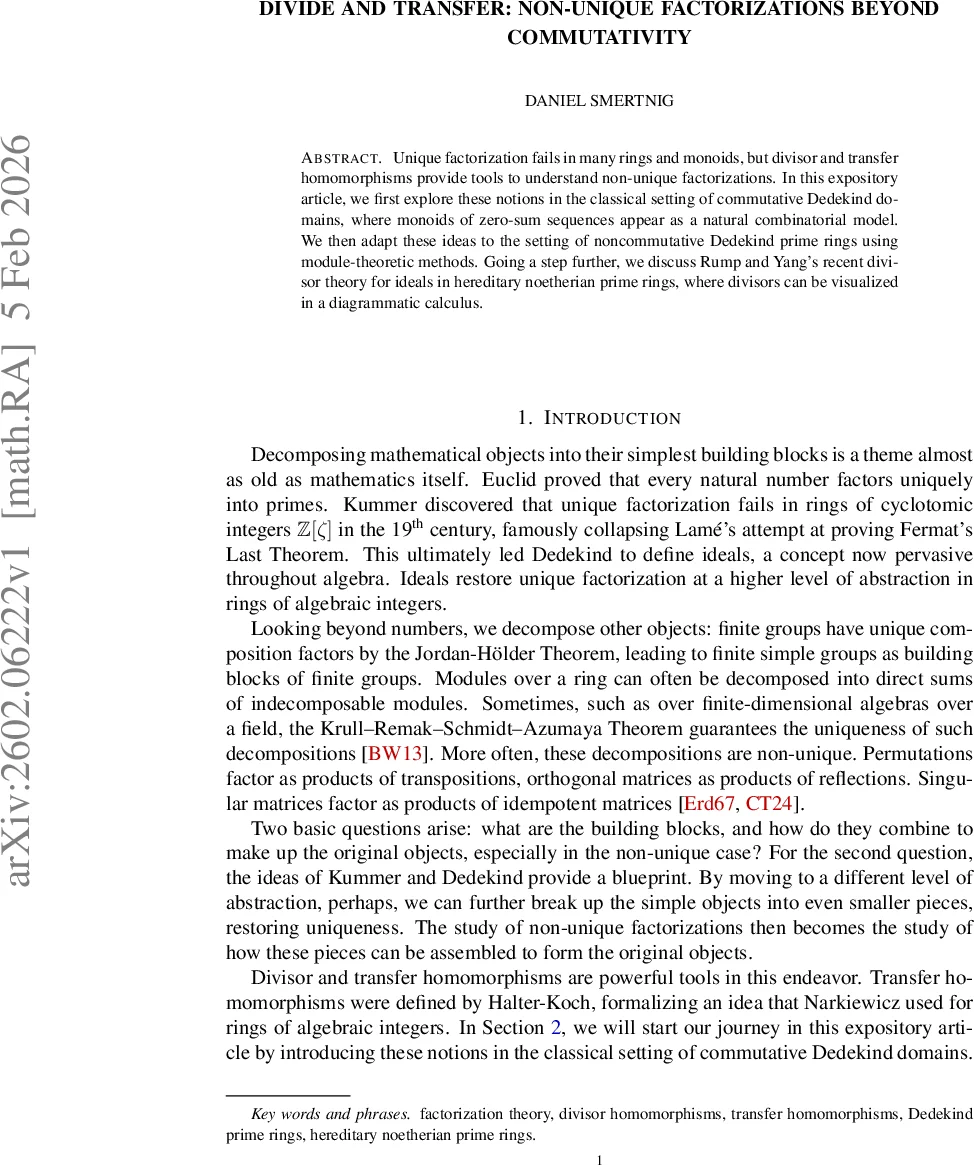 Divide and Transfer: Non-Unique Factorizations Beyond Commutativity