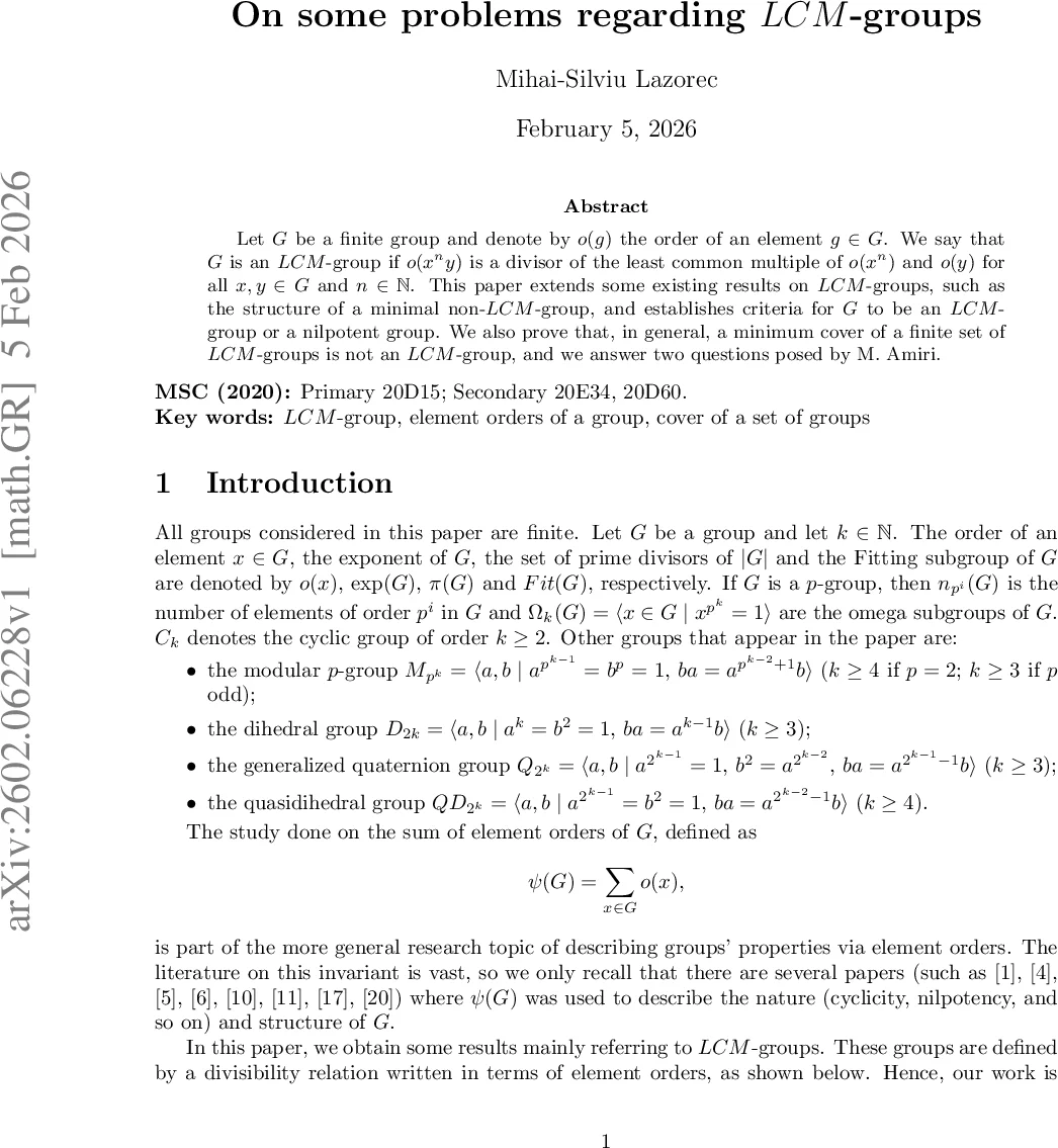 On some problems regarding $LCM$-groups